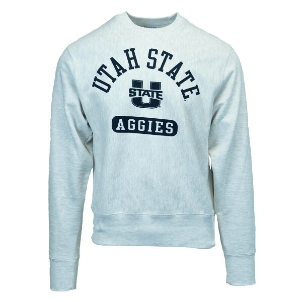 Utah State U-State Aggies White Heathered Sweatshirt Crew Champion